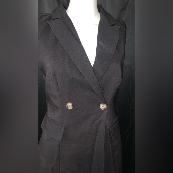 NWT Women’s Blazer Work Dress V Neck Ruffle A Line Slim Sleeveless Dress - Picture 3 of 9